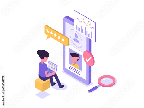 HR Process. HR manager reviewing resumes