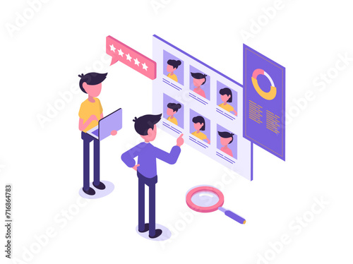 HR Process. HR manager reviewing resumes