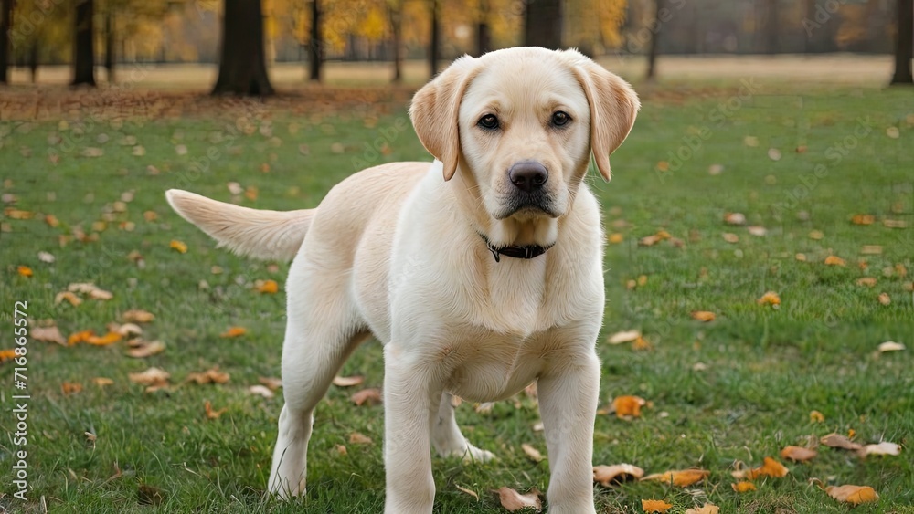 Yellow labrador retriever dog in the park Yellow labrador retriever dog in the park