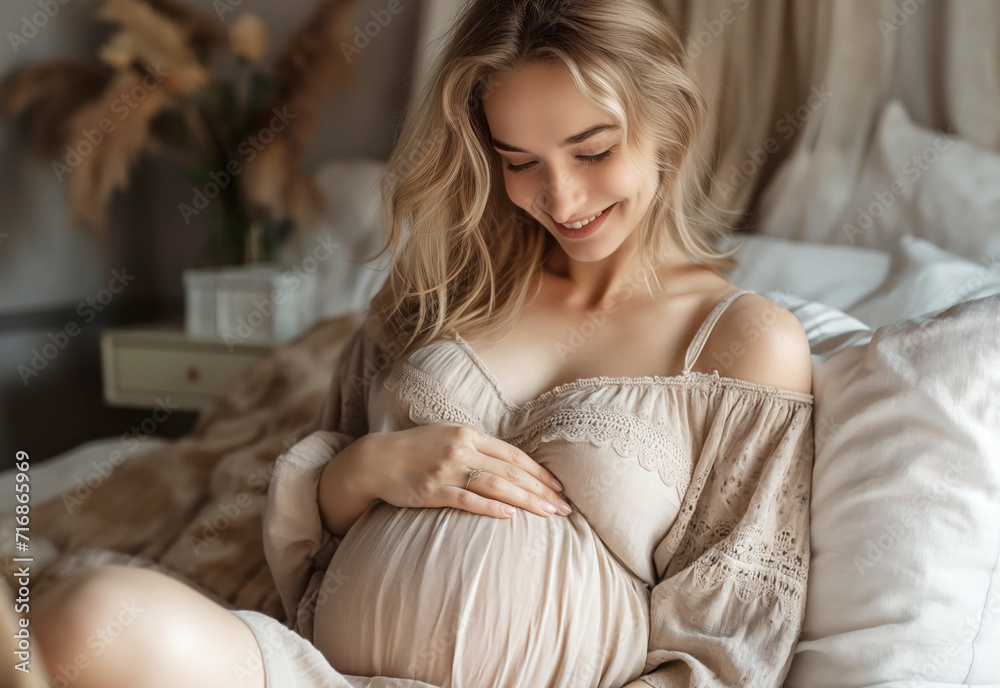 Gentle Moments of Motherhood: A Joyful Woman Experiencing Fetal Movements Gentle Moments of Motherhood: A Joyful Woman Experiencing Fetal Movements