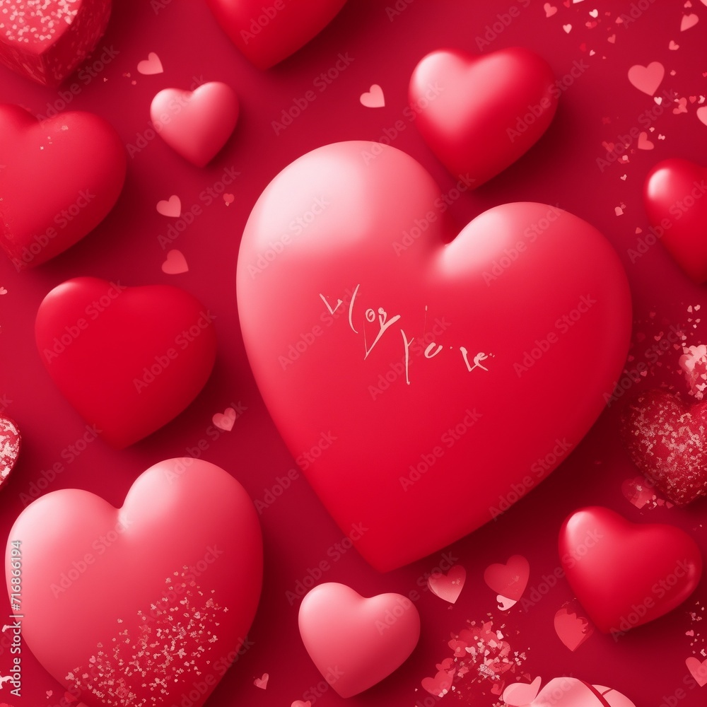 Valentine's Day Love: A charming background adorned with hearts, symbolizing romance and celebration, perfect for Valentine's Day cards, decorations, and gifts