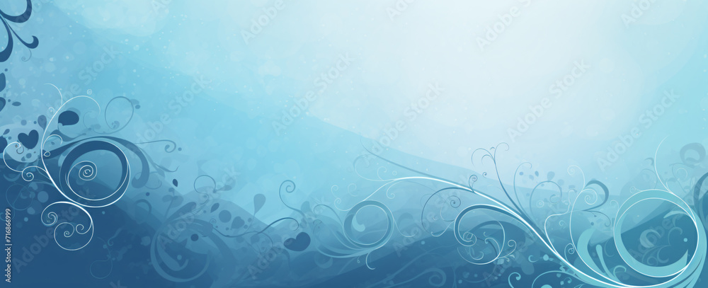 a blue background with swirls on it, in the style of vintage graphic design, rounded