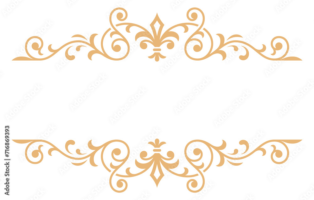 Vintage elegant dividers. Golden line floral ornament