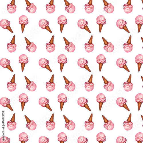 Ice cream, cone seamless pattern design . You can use this any background