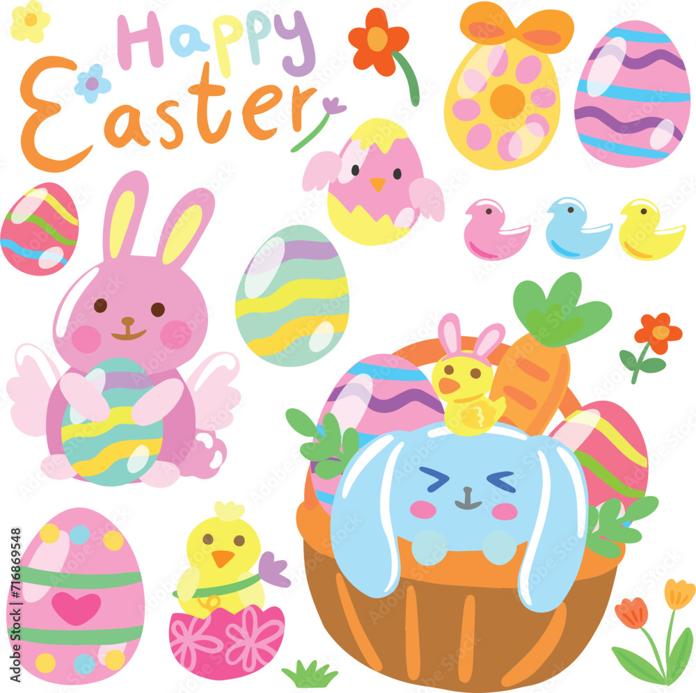 Easter Easter eggs celebration cute Flat design elements collection