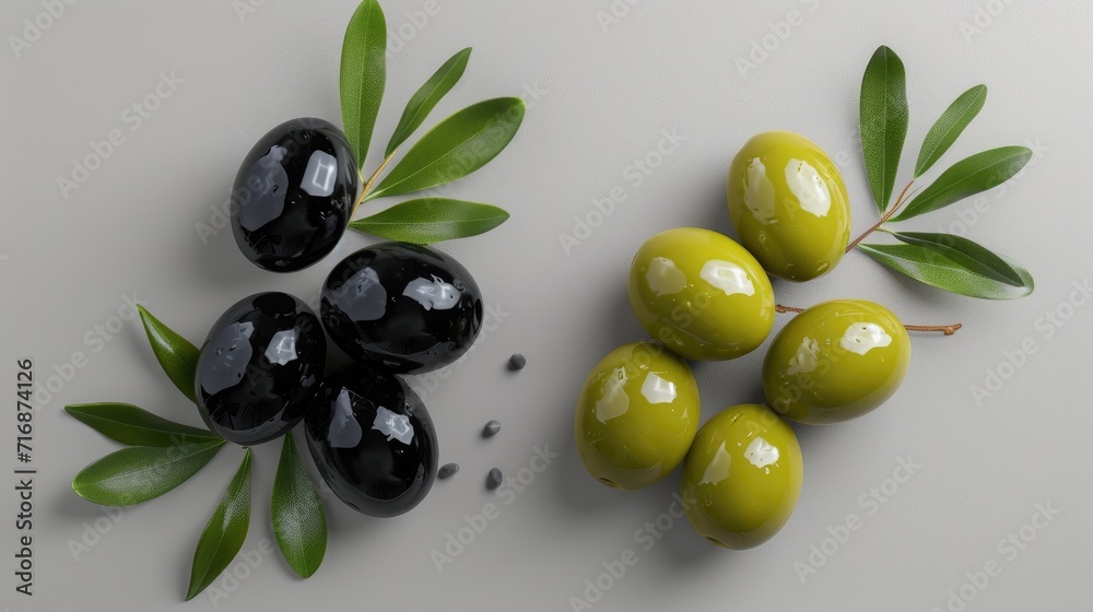 Delicious olives collection. Green and black olives Delicious olives collection. Green and black olives
