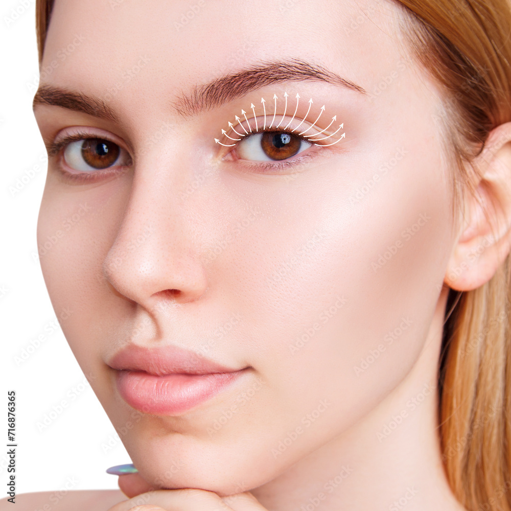 Female eyes with arrows on eyelashes. Female eyes with arrows on eyelashes.