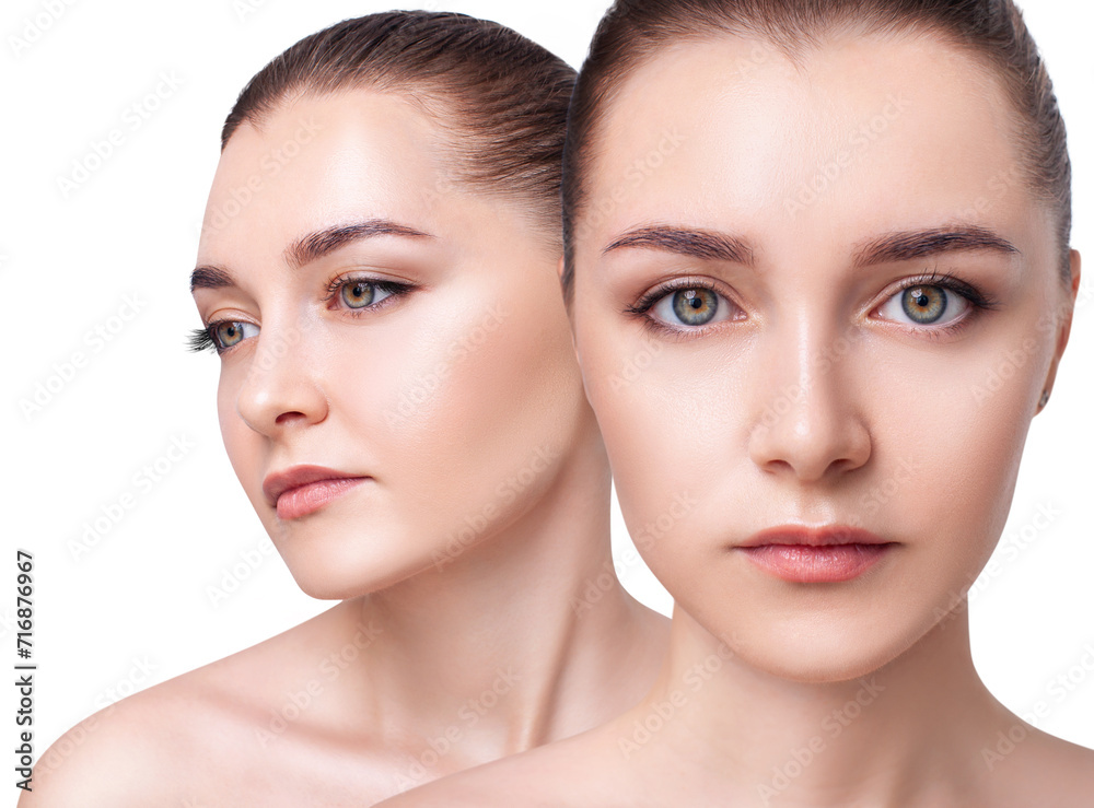 Collage of beauty face with natural makeup. Collage of beauty face with natural makeup.