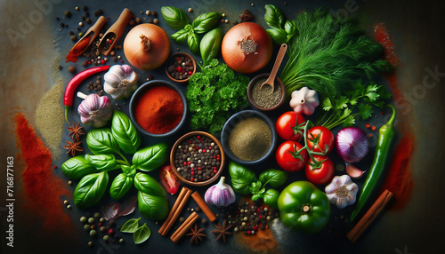 Various spices and vegetables 