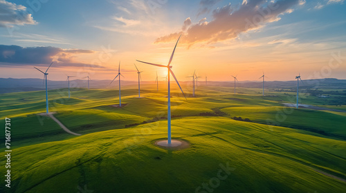 Wind Turbines Generating Clean Energy in a Beautiful Rural Landscape under a Blue Summer Sky © KN Studio