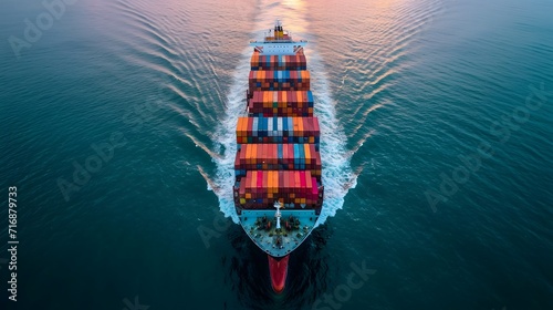 a large container ship is sailing through the ocean with a lot of cargo on it's side and a lot of water around it
