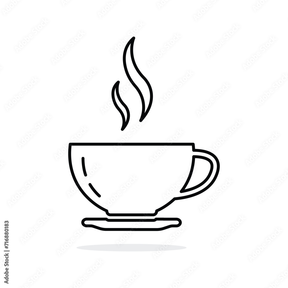 black thin line cup of coffee icon. concept of tasty dopio pictogram for coffeehouse or coffeeshop. lineart flat trend modern graphic simple logotype design abstract web element isolated on white