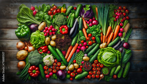 vegetables on a wooden table