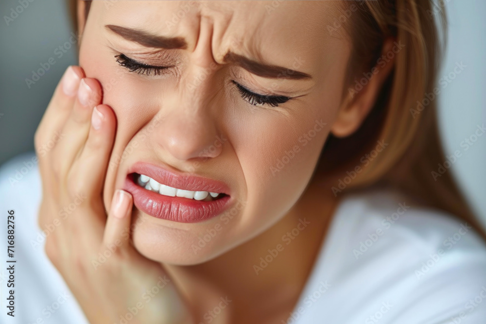 Searing Tooth Pain: White Background Suffering Searing Tooth Pain: White Background Suffering