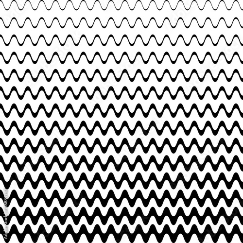 Halftone wave black horizontal stripes. Abstract fade background. Vector illustration.