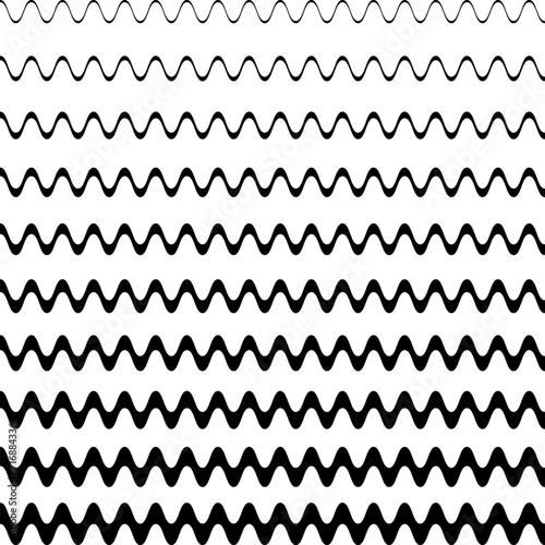 Halftone wave black horizontal stripes. Abstract fade background. Vector illustration.
