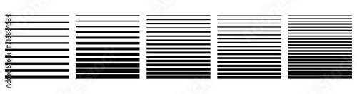Halftone black horizontal stripes set. Abstract fade background collection. Vector illustration. photo