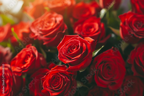 Morning Elegance  Red Roses in Sunlight
