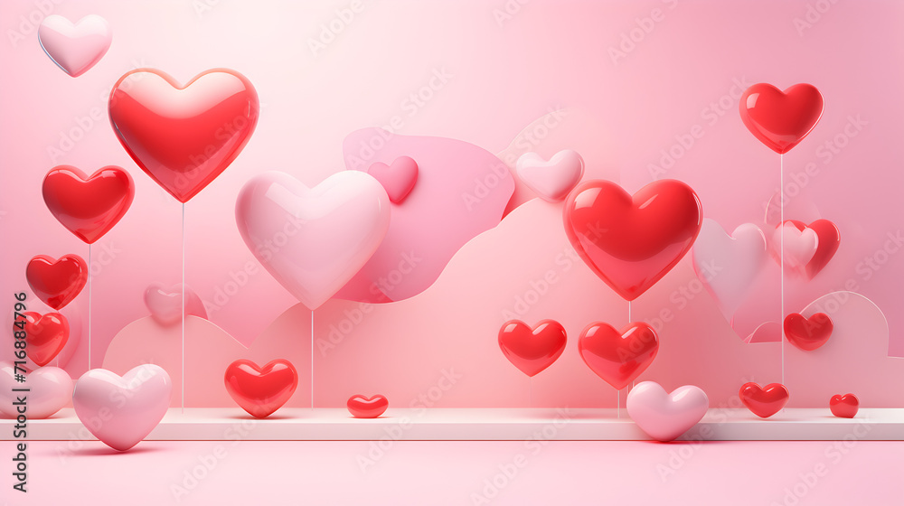A pink background with hearts and the words love on it,,
Sweet love heart balloon, valentine day , mother day or love anniversary background 