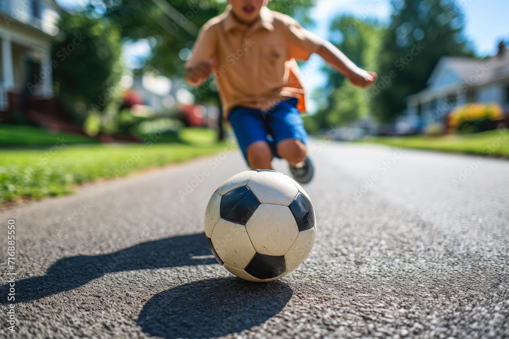 Fototapeta premium Sunny Street Soccer with Intensity