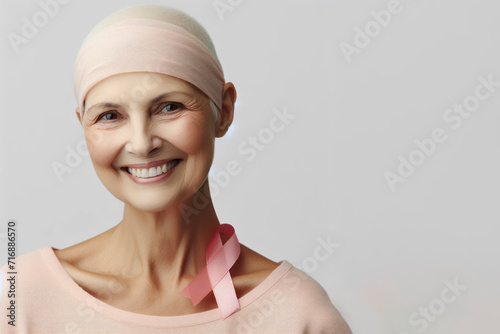 Wallpaper Mural Studio portrait of a happy cancer patient against a solid white background. ai generative Torontodigital.ca