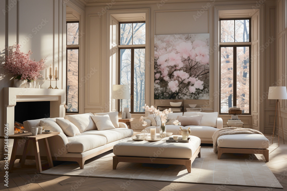 Discover the serenity of a beige-colored room that radiates coziness and comfort. Picture yourself in this inviting space, where the gentle tones create an atmosphere of relaxation and repose.