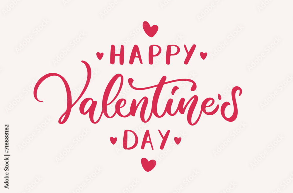 Happy Valentine's Day holiday lettering. Drawn text for card, banner, poster design