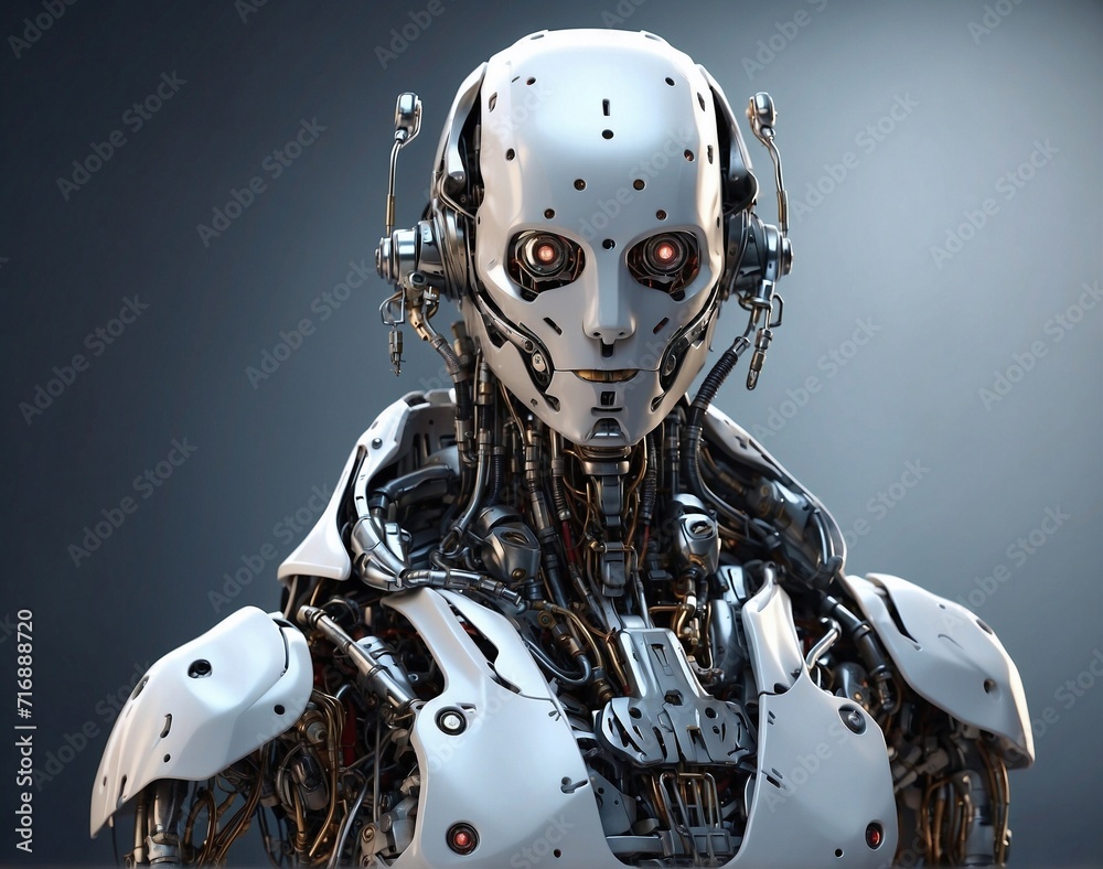 AI Artificial Intelligence Robot Portrait. AI Generated.