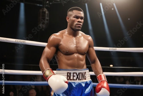 A boxer standing in the ring after a defeat