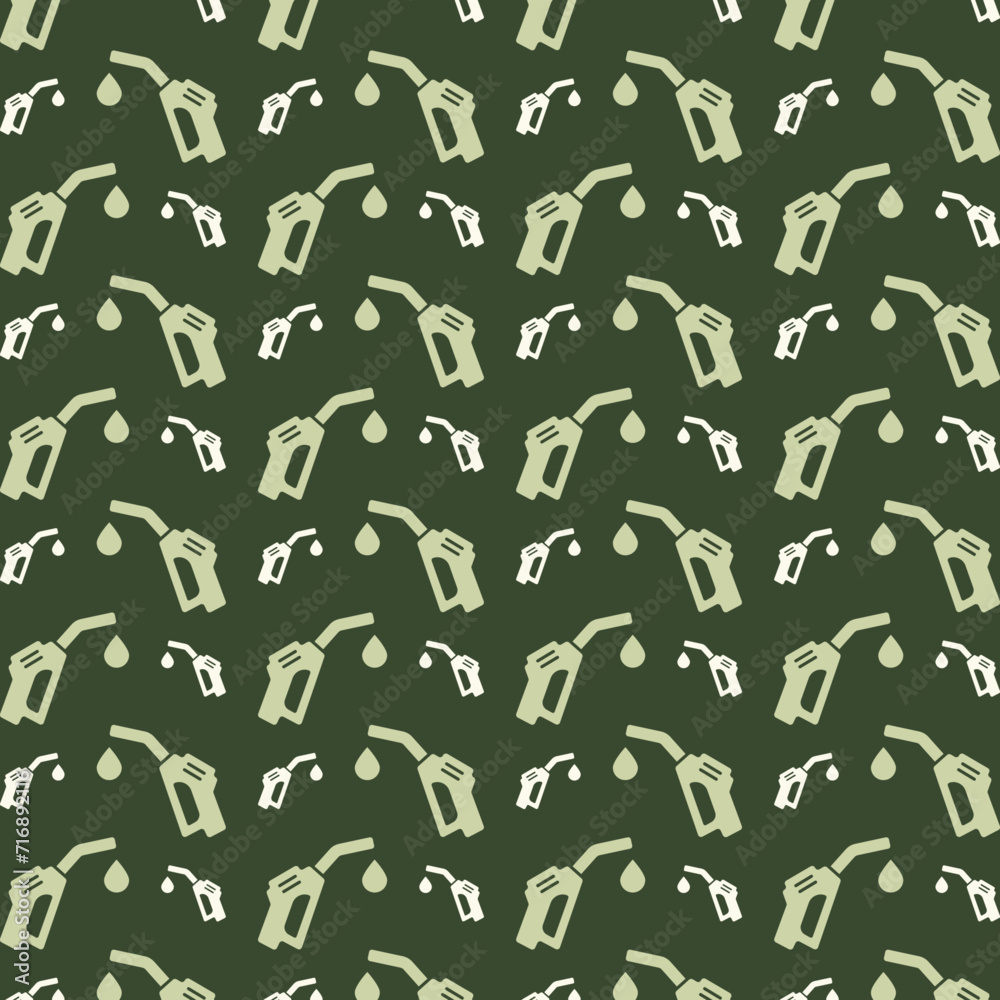 Fuel icon repeating trendy pattern beautiful green vector illustration background