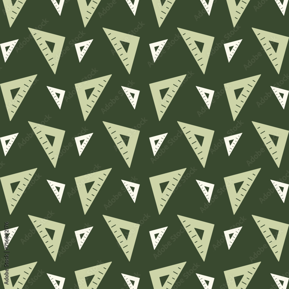 Set Square icon repeating trendy pattern beautiful green vector illustration background