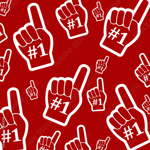 Number one fan hand glove seamless pattern