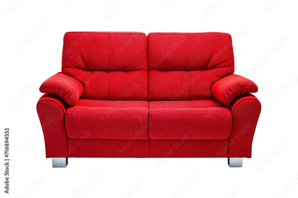 Red sofa ,modern and minimal furniture,Chair home decoration burgundy, isolated on white and transparent background Red sofa ,modern and minimal furniture,Chair home decoration burgundy, isolated on white and transparent background