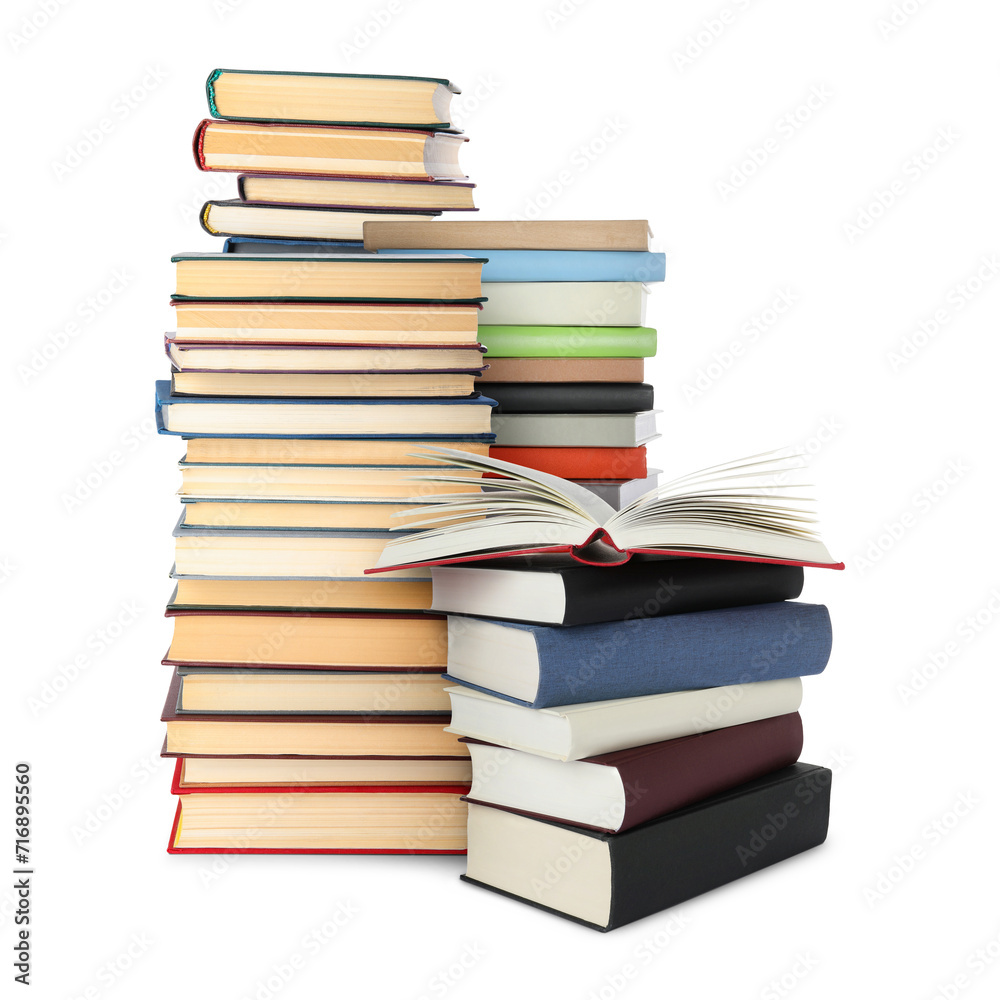 Stacks of different books isolated on white Stacks of different books isolated on white