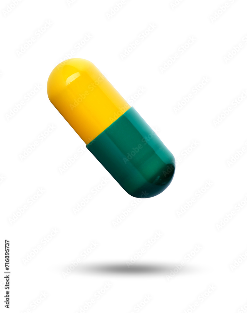 Colorful vitamin capsule in air on white background Colorful vitamin capsule in air on white background