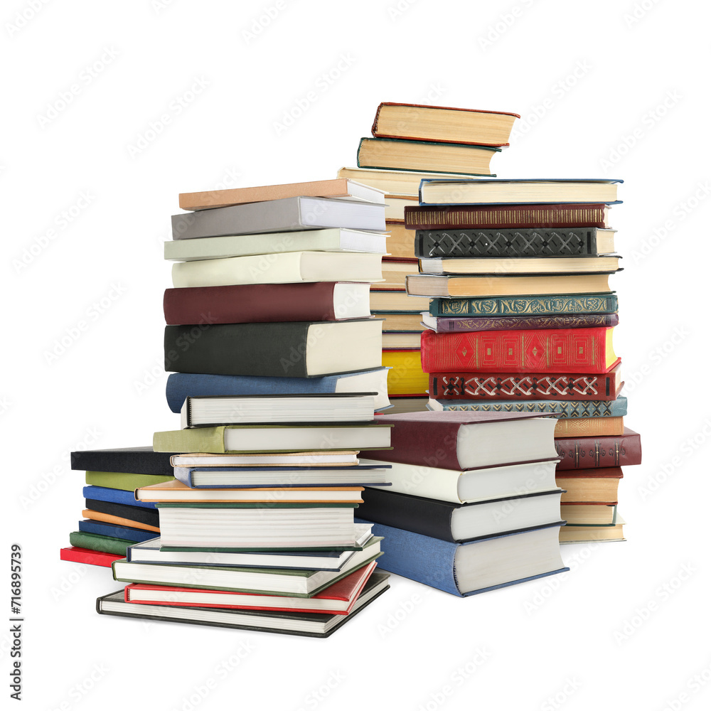 Stacks of different books isolated on white Stacks of different books isolated on white