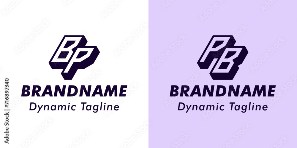 Letters BP and PB 3D Monogram Logo, Suitable for business with BP or PB initials Letters BP and PB 3D Monogram Logo, Suitable for business with BP or PB initials