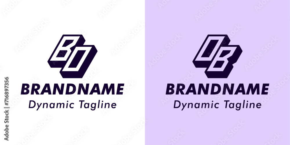 Letters BO and OB 3D Monogram Logo, Suitable for business with BO or OB initials Letters BO and OB 3D Monogram Logo, Suitable for business with BO or OB initials