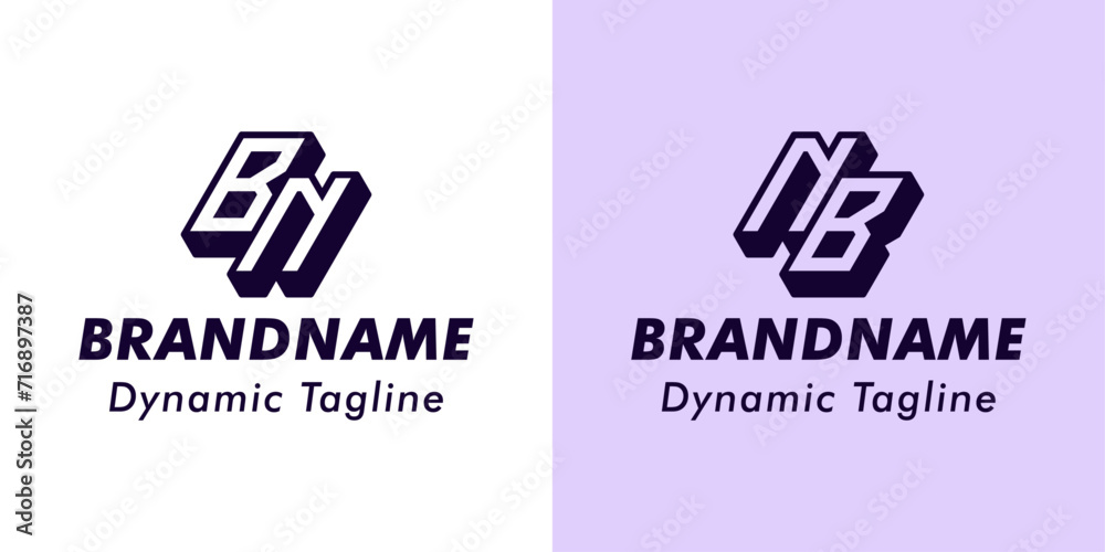 Letters BN and NB 3D Monogram Logo, Suitable for business with BN or NB initials Letters BN and NB 3D Monogram Logo, Suitable for business with BN or NB initials