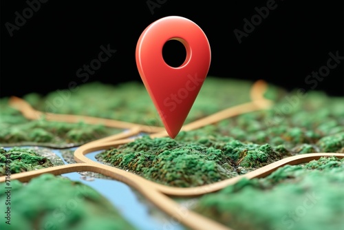 Clipart Dynamic 3D GPS pinpoint Location discovery with 3D map icon on White Background