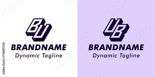 Letters BU and UB 3D Monogram Logo, Suitable for business with BU or UB initials