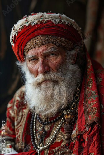 Portrait of a Sadhu in traditional attire. Generative AI image photo