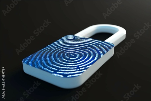 Clipart Cutting edge 3D fingerprint security system Minimalistic identity verification concept on White Background