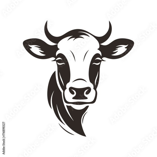 cow head logo silhouette vector design element isolated on white Creative steak, meat or milk icon symbol.