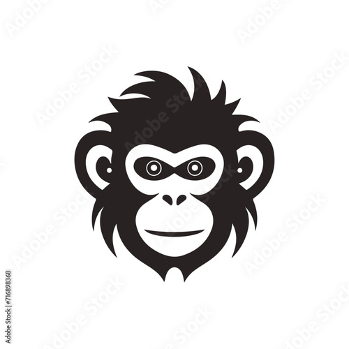 black cool monkey vector logo icon illustration design isolated on white background
