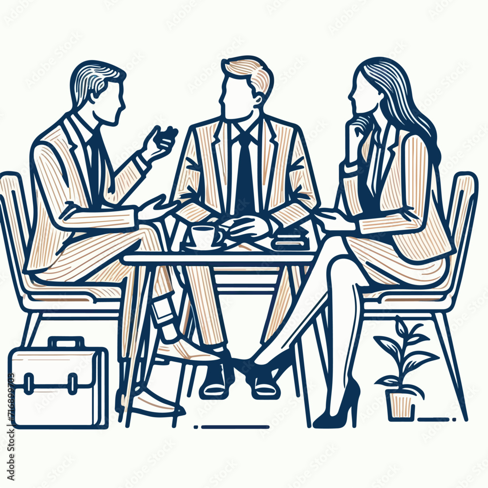 Experience the energy of a productive business meeting through this captivating vector illustration, highlighting the importance of collaboration.