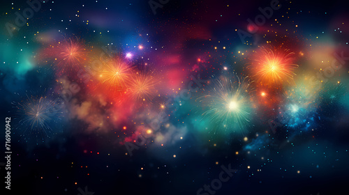 Beautiful creative holiday background. Fireworks and sparkles