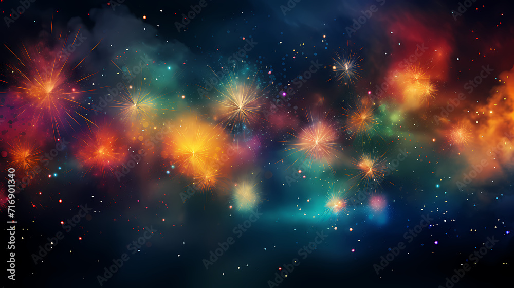 Beautiful creative holiday background. Fireworks and sparkles Beautiful creative holiday background. Fireworks and sparkles