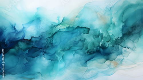 Abstract watercolor paint backgrounds in the teal color blue and green