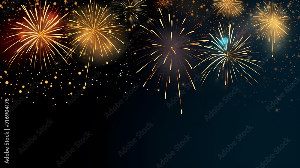 Naklejka premium Beautiful creative holiday background. Fireworks and sparkles